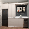 Barzinho Adega Fundo Espelhado Madeira MDF Suporte Garrafas Porta Taças Preto - 3