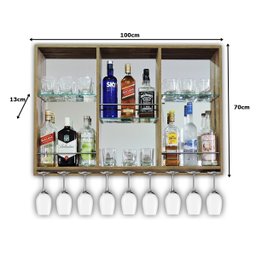 Barzinho de Parede Sala Fundo Espelhado Madeira MDF 70x100cm Cor Western - 5