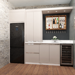 Barzinho de Parede Sala Fundo Espelhado Madeira MDF 70x100cm Cor Western - 4