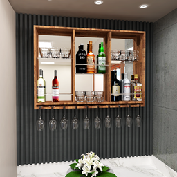 Barzinho de Parede Sala Fundo Espelhado Madeira MDF 70x100cm Cor Western - 1
