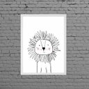 Ver imagem 1 de Quadro Decorativo Infantil Leãozinho 45x34cm - com vidro:Madeira preta