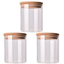 Ver imagem 1 de Conjunto 3 Potes Hermético Vidro Tampa de Madeira 760ml
