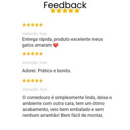 Comedouro Elevado Gato Cachorro Pet Mdf Modelo Torre Grande Inox:20 Cm - 6