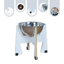 Ver imagem 1 de Comedouro Elevado Gato Cachorro Pet Mdf Modelo Torre Grande Inox:20 Cm