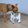 Comedouro Elevado Gato Cachorro Pet Mdf Modelo Torre Grande Inox:20 Cm - 5