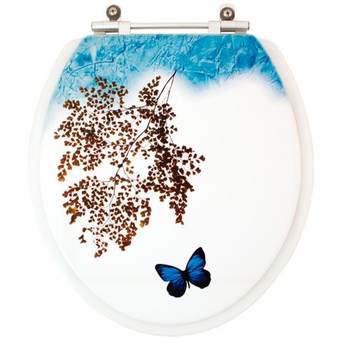Assento Sanitário e Lixeira Decorado Borboleta Azul