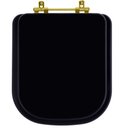 Ver imagem 1 de Assento Sanitário Poliester Quadra Preto Fosco Ferragem Dourada para Vaso Deca