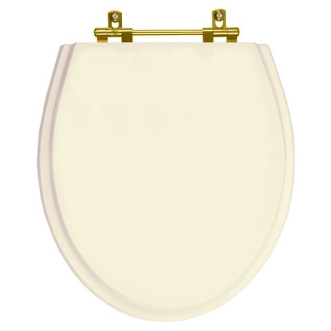 Assento Sanitário Poliester Windsor Creme Ferragem Dourada para Vaso Deca
