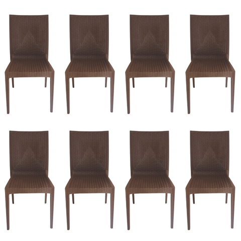 Cadeira Rattan Marrom - Kit com 8