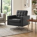 Ver imagem 1 de Poltrona Fk Couro Sintético Linha Premium Design Modernista Sala Escritório Alto Padrão - Preto