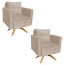Ver imagem 1 de Poltrona Sala Decorativa Kit 2 Livia Giratória Madeira Suede Azul Marinho M11 - D’Rossi