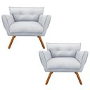 Ver imagem 1 de Kit 02 Poltronas Anitta Cinza Strass Pés Palito Castanho