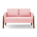 Ver imagem 3 de Kit 1 Sofá Namoradeira e 1 Poltrona Lana Suede Base de Madeira - D’Rossi Rosa Bebê