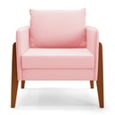 Ver imagem 4 de Kit 1 Sofá Namoradeira e 1 Poltrona Lana Suede Base de Madeira - D’Rossi Rosa Bebê