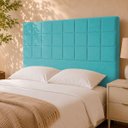 Ver imagem 1 de Cabeceira Estofada para Cama Box Casal 140 cm Florem Suede Azul Turquesa