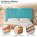 Ver imagem 2 de Cabeceira Estofada para Cama Box Casal 140 cm Florem Suede Azul Turquesa