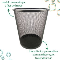 Lixeira Aramada de Escritório Quarto em Aço Telado 10 Litros - 2
