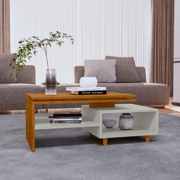Mesa de Centro Lima - Off White com Naturalle - 1