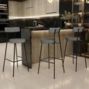 Ver imagem 2 de Kit 03 Banquetas Alta Bar Cozinha Sala de Jantar Estrutura em Aço Milão L02 Linho Mescla Chumbo - Ly