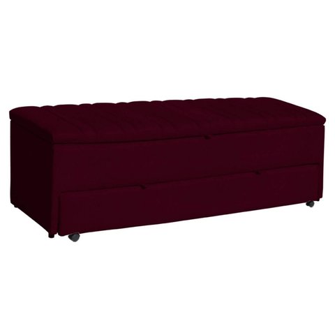 Calçadeira Baú Sapateira 90cm Ayla Suede Tampo Reto