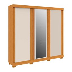 Guarda Roupa Acp Zara 3 Portas com Espelho e Pés - Cinamomo/off White - 1