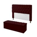 Ver imagem 1 de Kit Cabeceira e Calçadeira Baú Mirage Casal 140cm:Bordô