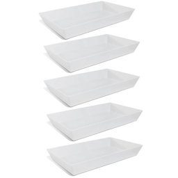 Kit 5 Travessas Melamina Brancas 53x32cm Restaurante Buffet Servir Salada Massa Carne - 1
