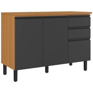 Balcão Namur 3 Portas 2 Gavetas para Cozinha Itatiaia Cor Cinamomo Grafite