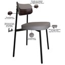 Ver imagem 4 de Kit 04 Cadeiras Estofada para Sala de Jantar Astrid Preto C01 Linho Cinza Courino Café - Lyam Decor