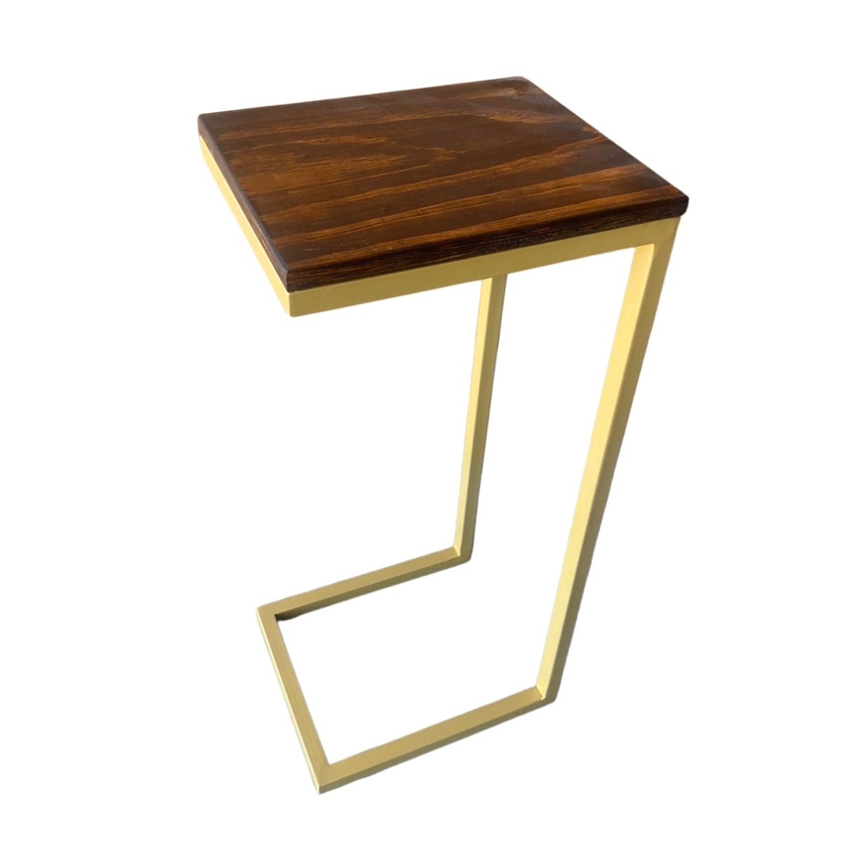 Mesa de Apoio Lateral para Sofá Industrial Dourado Don Castro Mesa Lateral Imbuia - 2