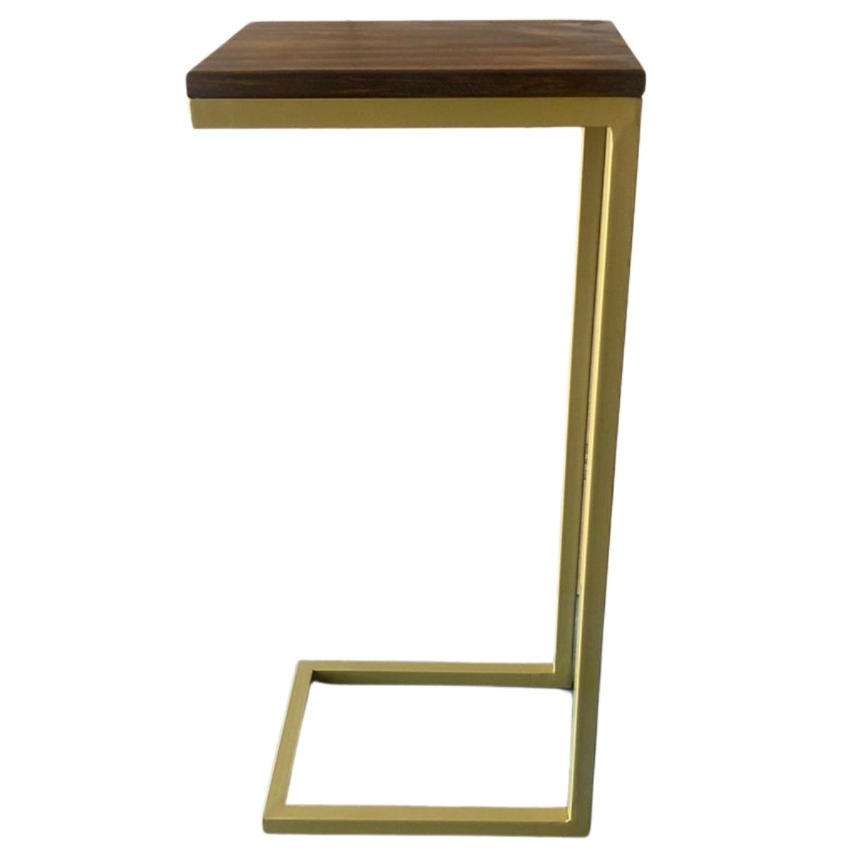 Mesa de Apoio Lateral para Sofá Industrial Dourado Don Castro Mesa Lateral Imbuia - 3