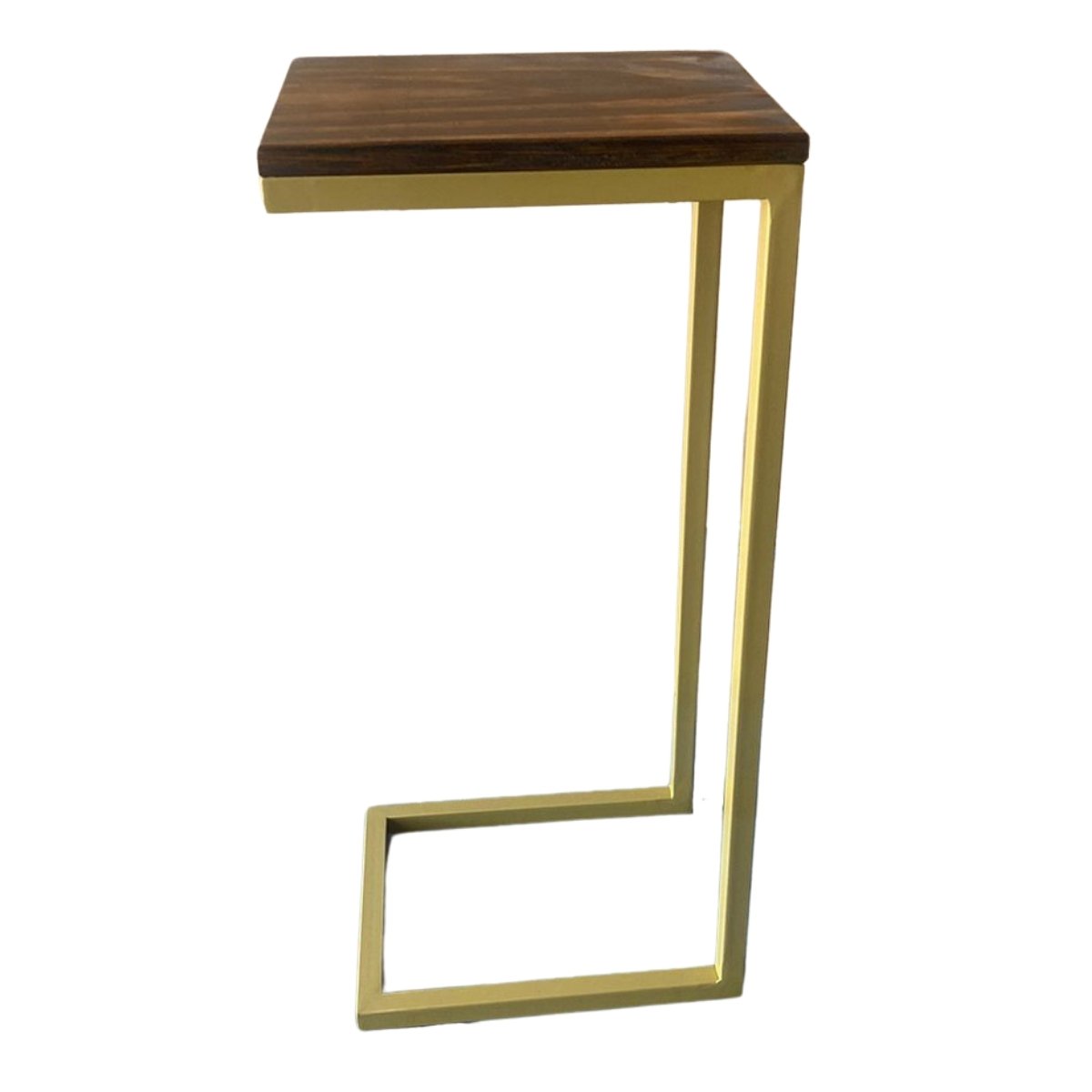 Mesa de Apoio Lateral para Sofá Industrial Dourado Don Castro Mesa Lateral Imbuia