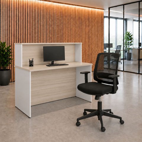 Balcão de Atendimento para Loja e Recepção Comercial 120x60cm + Cadeira de Escritório Ergonômica