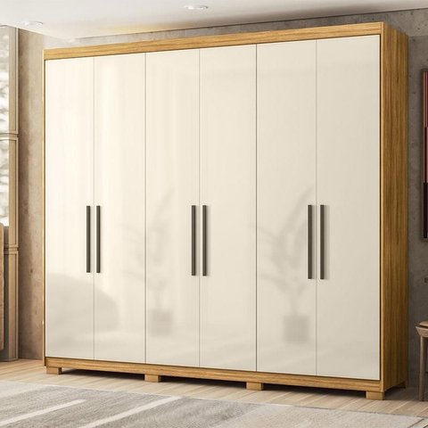 Guarda Roupa Casal Ambiente Venice 62780pe Cinamon Touch Off White com Pés - Demóbile
