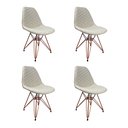 Ver imagem 1 de Kit 4 Cadeiras Jantar Estofadas Nude Eiffel Eames Base Cobre