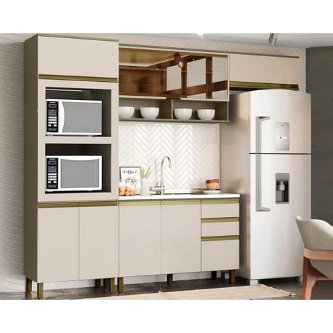 Kit de Cozinha 4 Peças Connect (2aéreo+1paneleiros+1balcão) Cpt98 Duna/cristal - Henn