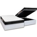 Ver imagem 1 de Cama Box Baú Casal: Colchão Espuma D33 Castor Black e White Double Face + Base CRC Courano White(