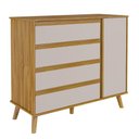 Ver imagem 1 de Cômoda Retro Théo 04 Gavetas 01 Porta Mdf Moveis Peroba Amendoa-off White