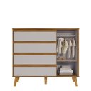Ver imagem 2 de Cômoda Retro Théo 04 Gavetas 01 Porta Mdf Moveis Peroba Amendoa-off White