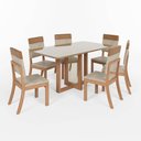 Ver imagem 2 de Conjunto Mesa de Jantar Natalí com Vidro e 6 Cadeiras Milla Plus Henn - Nature/corano Caramelo/creme