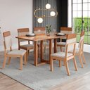 Ver imagem 1 de Conjunto Mesa de Jantar Natalí com Vidro e 6 Cadeiras Milla Plus Henn - Nature/corano Caramelo/creme