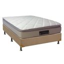 Ver imagem 1 de Cama Box Casal: Colchão Molas Ensacadas Luckspuma MasterPocket Cloud One Side + Base CRC Suede Bege(