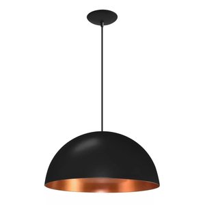 Pendente Meia Bola Cúpula Preto Com Cobre Luminária Lustre