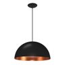 Pendente Meia Bola Cúpula Preto Com Cobre Luminária Lustre - 1