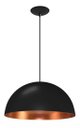 Ver imagem 1 de Pendente Meia Bola Cúpula Preto Com Cobre Luminária Lustre