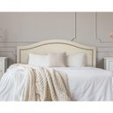 Ver imagem 1 de Cabeceira Queen Curva Luxo 160x60 Courino Off White - Tachas Fumê