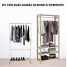 Kit De Closet Aberto Pendurar Roupas Versatil Nico Decore Arara Cabideiro + Arara Com Prateleira - 2