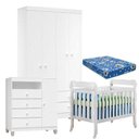 Ver imagem 2 de Quarto de Bebê 4 Portas Ternura Baby com Berço Lila Branco Brilho com Colchão para Berço
