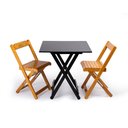 Ver imagem 1 de Conjunto Dobrável 70x70 com 2 Cadeiras Dobráveis Preto/Mel - m.B Móveis