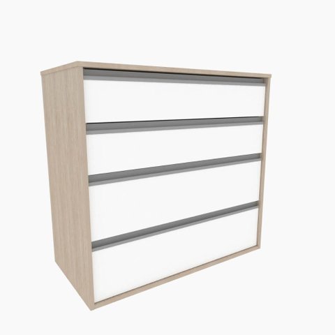 Cômoda 4 Gavetas Co19 Nova Mobile 84,7x90x44,7cm Noce e Branco